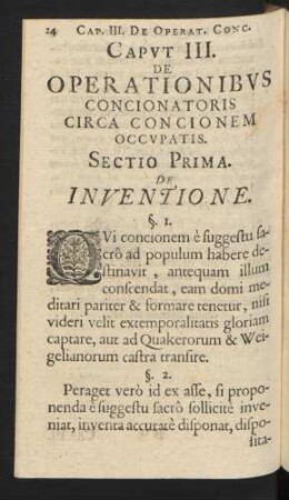 Sectio Prima. De Inventione.