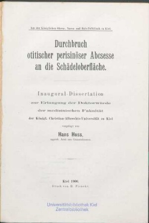 Durchbruch otitischer perisinöser Abcsesse an die Schädeloberfläche