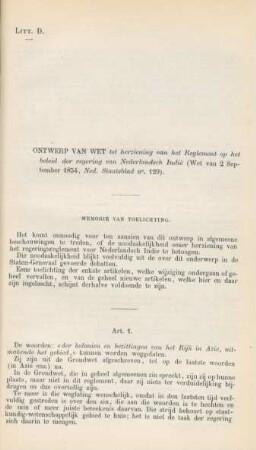 Litt. D. Ontwerp van wet ...