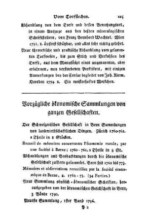 Vorzügliche ökon. Samml. v. ganzen Gesellschaften. -