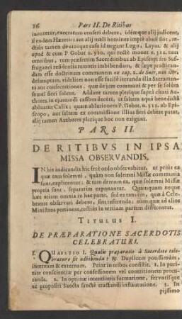 Pars II. De Ritibus In Ipsa Missa Observandis.