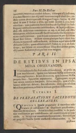 Pars II. De Ritibus In Ipsa Missa Observandis.