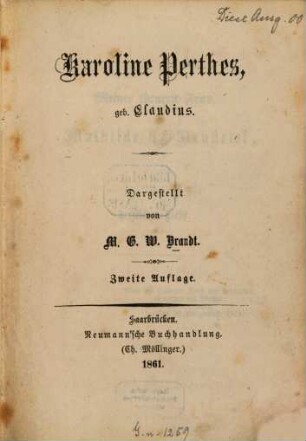 Karoline Perthes, geb. Claudius