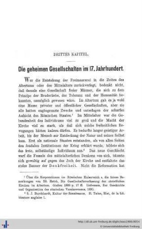Drittes Kapitel. Die geheimen Gesellschaften im 17. Jahrhundert