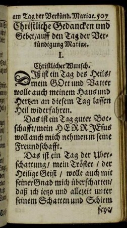 Christliche Gedancken und Gebet/ auff den Tag der Verkündigung Mariæ.