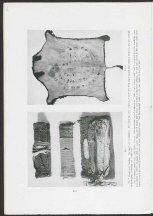 Fig. 7 - Osage scalp bundles. Fig. 8 - Painted buffalo robe of the Sioux Indians.