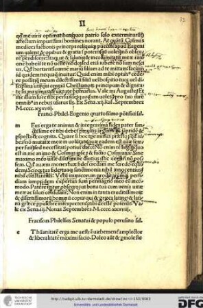 Franciscus Philelfus Eugenio quarto summo pontifici salutem.