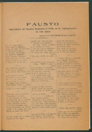 Fausto : Impresiones del gaucho "Anastasio el Pollo" en la representación de esta ópera
