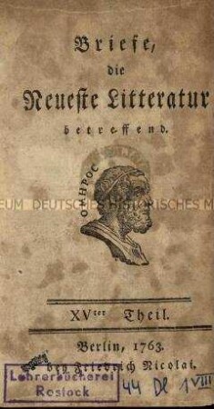 Briefe, die neueste Literatur betreffend, Jg. 1763
