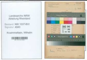 Entnazifizierung Wilhelm Kruemmelbein , geb. 13.01.1894 (Kaufmann)