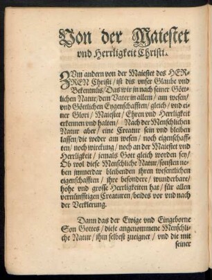 Von der Majestet und Herrligkeit Christi.