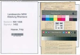 Entnazifizierung Fritz Hoever , geb. 07.01.1888 (Schreiner)