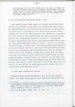 a) Die propagierte Beziehung Kunst - Volk