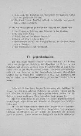 IV. Lehrerkollegium