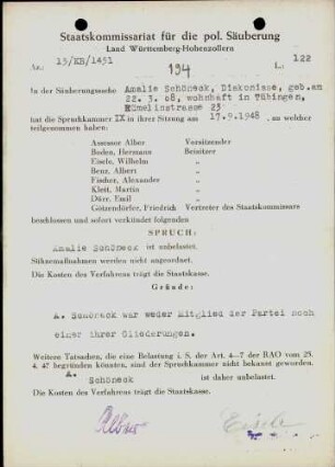 Schöneck, Amalie