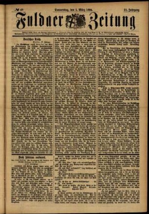Ausgabe vom Donnerstag, den 01. März 1894.