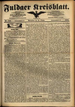 Erste Ausgabe vom Samstag, den 28. Oktober 1905.