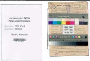 Entnazifizierung Heinrich Kurth , geb. 02.09.1888 (Vertreter)