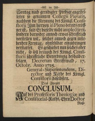 Das Zweyte Conclusum.