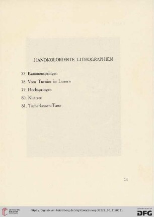 Handkolorierte Lithographien