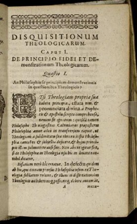 Caput I. De Principio Fidei Et Demonstrationem Theologicarum.
