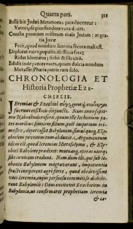 Chronologia Et Historia Prophetiæ Ezechielis.