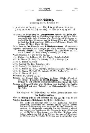 120. Sitzung. Donnerstag den 27. November 1919