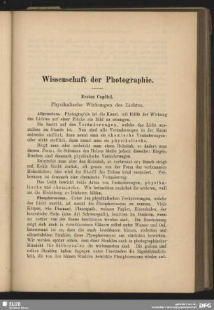 Erstes Capitel. Physikalische Wirkungen des Lichtes