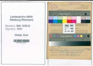 Entnazifizierung Kurt Drese , geb. 02.07.1910 (Behoerdenangestellter)