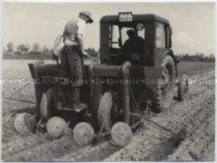 Werbefoto für einen Traktor (mit Scheibenegge?)