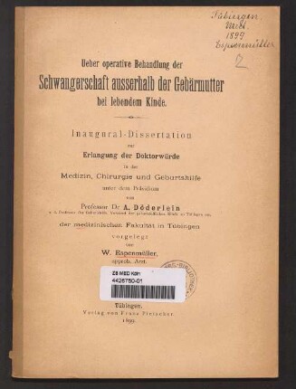 Ueber operative Behandlung der Schwangerschaft ausserhalb der Gebärmutter bei lebendem Kinde