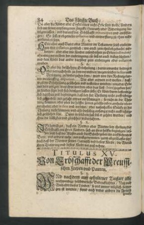 Titulus XV. Von Erbschafft der Preussischen Freyen und Pauren.