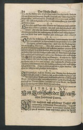 Titulus XV. Von Erbschafft der Preussischen Freyen und Pauren.