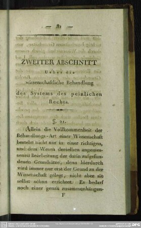Zweiter Abschnitt. Ueber die wissenschaftliche Behandlung des Systems des peinlichen Rechts