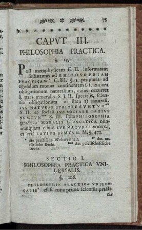 Caput III. Philosophia Practica.