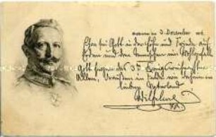 Postkarte mit Weihnachtsgruß Wilhelms II.