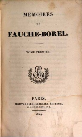 Mémoires de Fauche-Borel. 1