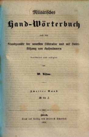 Militärisches Hand-Wörterbuch, 2. M bis Z