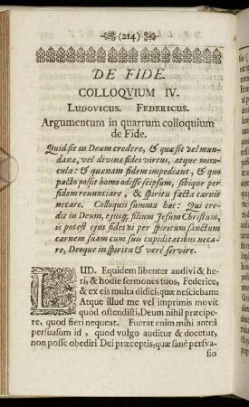 De Fide. Colloquium IV.