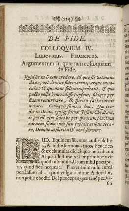 De Fide. Colloquium IV.