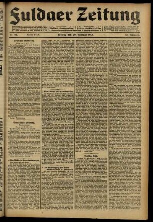 Erste Ausgabe vom Freitag, den 28. Februar 1913.