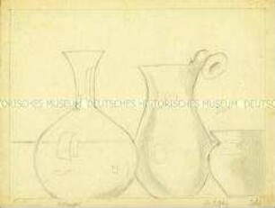Stillleben mit Karaffe, Vase und Schale