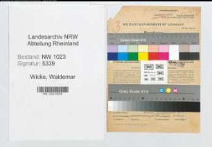 Entnazifizierung Waldemar Wicke , geb. 05.01.1896 (Postobersekretaer)