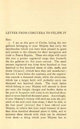 Letter from Corcuera to Felipe IV