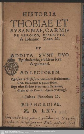 Historia Thobiae et Susannae, carmine heroico