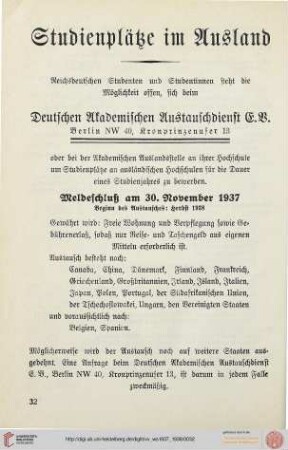 Studienplätze im Ausland