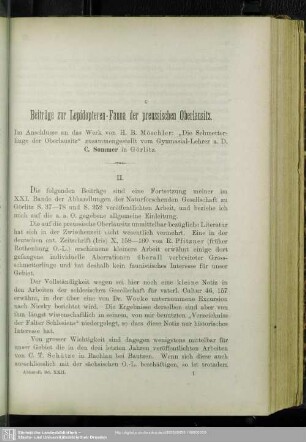 Beiträge zur Lepidopteren-Fauna der preussischen Oberlausitz . [II. Teil] : Im Anschlusse an das Werk von H. B. Möschler: "Die Schmetterlinge der Oberlausitz"
