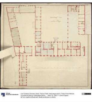Berlin. Pariser Platz. Gebäudegrundriss. Palais Prinz Wilhelm. Grundstück Syburg. Gebäudegrundriss. 1. Etage