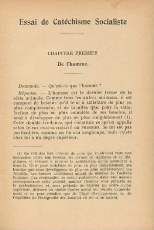 Essai de Catéchisme Socialiste