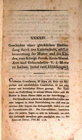 Journal für Geburtshülfe, Frauenzimmer- und Kinderkrankheiten. 8,1. 1828